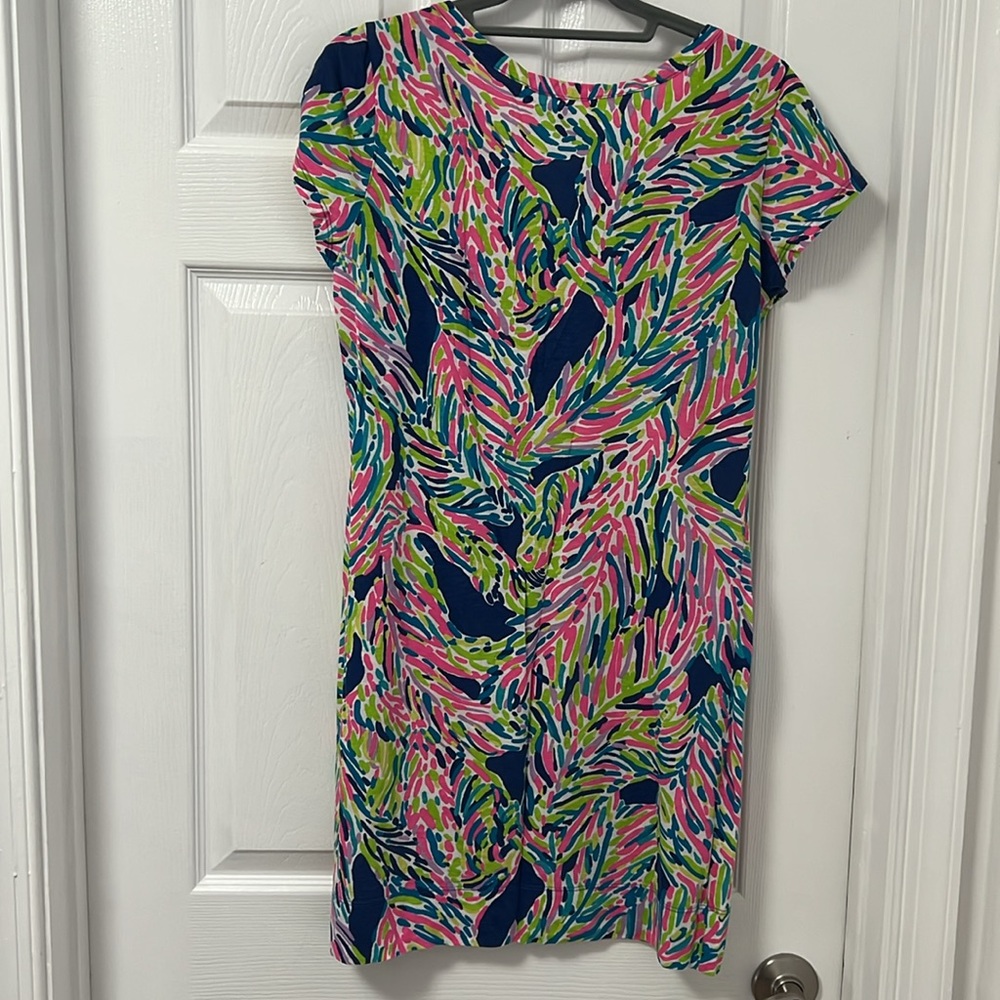 Lilly Pulitzer Palmira Dress Indigo Palm Reader Size Medium - Picture 3 of 8